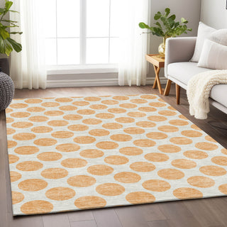 Piper Looms Mayfield Circles AMF980 Peach Machine Washable Area Rug Lifestyle Image Feature