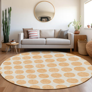 Piper Looms Mayfield Circles AMF980 Peach Machine Washable Area Rug Round Lifestyle Image Feature