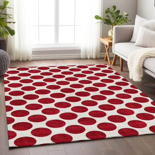 Piper Looms Mayfield Circles AMF980 Red Machine Washable Area Rug Lifestyle Image Feature