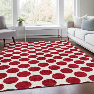 Piper Looms Mayfield Circles AMF980 Red Machine Washable Area Rug Lifestyle Image Feature