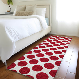 Piper Looms Mayfield Circles AMF980 Red Machine Washable Area Rug Runner Lifestyle Image Feature