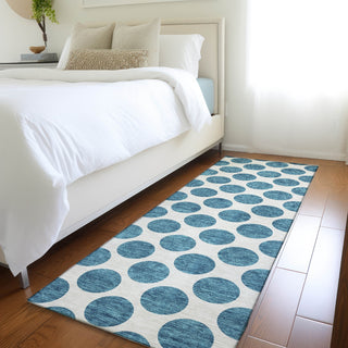 Piper Looms Mayfield Circles AMF980 Teal Machine Washable Area Rug Runner Lifestyle Image Feature