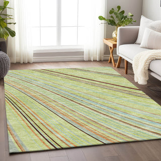 Piper Looms Mayfield Stripes AMF981 Aloe Machine Washable Area Rug Lifestyle Image Feature
