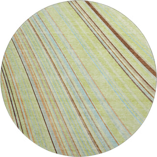 Piper Looms Mayfield Stripes AMF981 Aloe Machine Washable Area Rug Round Main Image