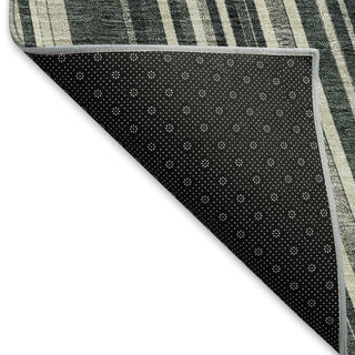 Piper Looms Mayfield Stripes AMF981 Black Machine Washable Area Rug Backing Image