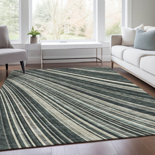 Piper Looms Mayfield Stripes AMF981 Black Machine Washable Area Rug Lifestyle Image Feature