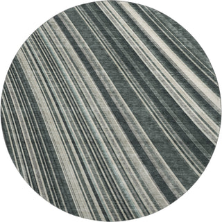 Piper Looms Mayfield Stripes AMF981 Black Machine Washable Area Rug Round Main Image