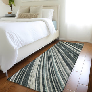Piper Looms Mayfield Stripes AMF981 Black Machine Washable Area Rug Runner Lifestyle Image Feature