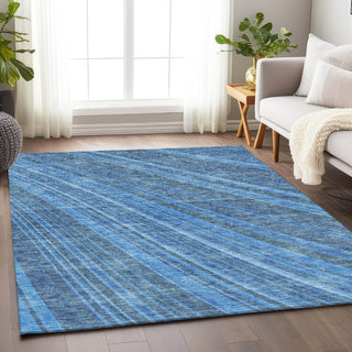 Piper Looms Mayfield Stripes AMF981 Blue Machine Washable Area Rug Lifestyle Image Feature