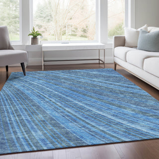 Piper Looms Mayfield Stripes AMF981 Blue Machine Washable Area Rug Lifestyle Image Feature