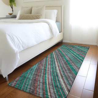 Piper Looms Mayfield Stripes AMF981 Emerald Machine Washable Area Rug Runner Lifestyle Image Feature