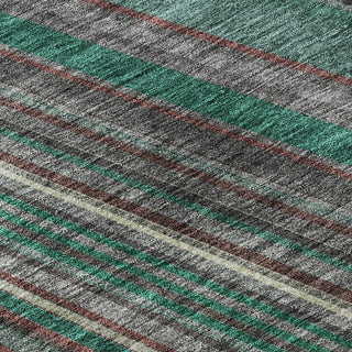 Piper Looms Mayfield Stripes AMF981 Emerald Machine Washable Area Rug Swatch Image