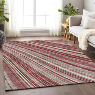 Piper Looms Mayfield Stripes AMF981 Garnet Machine Washable Area Rug Lifestyle Image Feature