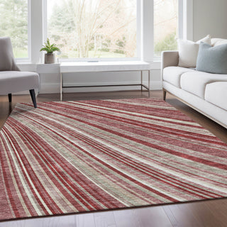 Piper Looms Mayfield Stripes AMF981 Garnet Machine Washable Area Rug Lifestyle Image Feature