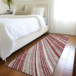 Piper Looms Mayfield Stripes AMF981 Garnet Machine Washable Area Rug Runner Lifestyle Image Feature