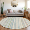 Piper Looms Mayfield Stripes AMF981 Ivory Machine Washable Area Rug Round Lifestyle Image Feature
