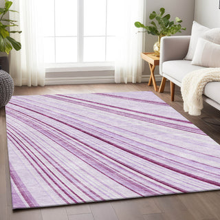 Piper Looms Mayfield Stripes AMF981 Lavender Machine Washable Area Rug Lifestyle Image Feature
