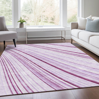 Piper Looms Mayfield Stripes AMF981 Lavender Machine Washable Area Rug Lifestyle Image Feature