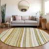 Piper Looms Mayfield Stripes AMF981 Linen Machine Washable Area Rug Round Lifestyle Image Feature