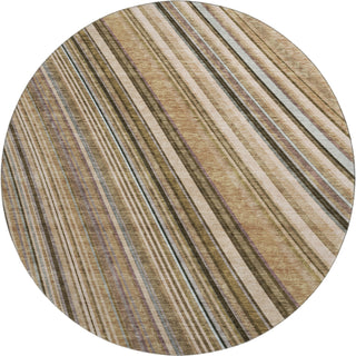 Piper Looms Mayfield Stripes AMF981 Taupe Machine Washable Area Rug Round Main Image