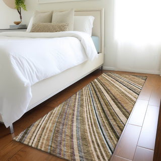 Piper Looms Mayfield Stripes AMF981 Taupe Machine Washable Area Rug Runner Lifestyle Image Feature