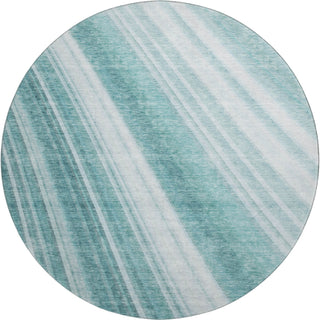 Piper Looms Mayfield Stripes AMF981 Teal Machine Washable Area Rug Round Main Image