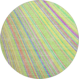 Piper Looms Mayfield Stripes AMF981 Yellow Machine Washable Area Rug Round Main Image