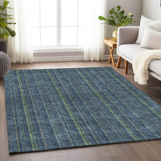 Piper Looms Mayfield Stripes AMF982 Blue Machine Washable Area Rug Lifestyle Image Feature
