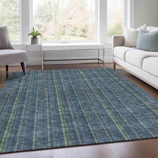 Piper Looms Mayfield Stripes AMF982 Blue Machine Washable Area Rug Lifestyle Image Feature