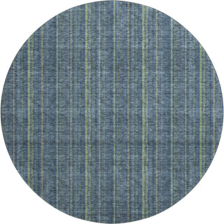 Piper Looms Mayfield Stripes AMF982 Blue Machine Washable Area Rug Round Main Image