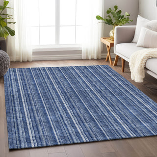 Piper Looms Mayfield Stripes AMF982 Denim Machine Washable Area Rug Lifestyle Image Feature