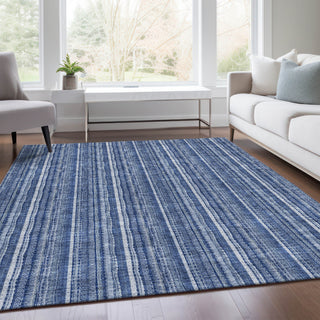 Piper Looms Mayfield Stripes AMF982 Denim Machine Washable Area Rug Lifestyle Image Feature