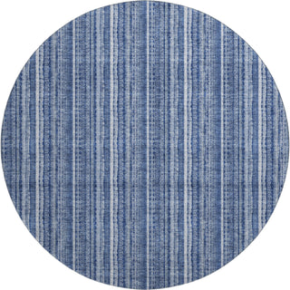 Piper Looms Mayfield Stripes AMF982 Denim Machine Washable Area Rug Round Main Image