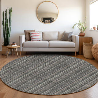 Piper Looms Mayfield Stripes AMF982 Gray Machine Washable Area Rug Round Lifestyle Image Feature