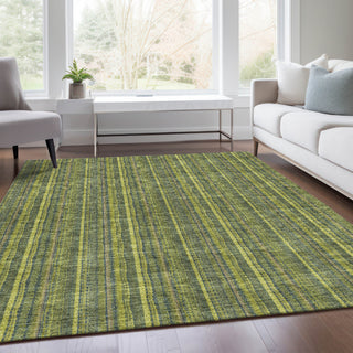 Piper Looms Mayfield Stripes AMF982 Olive Machine Washable Area Rug Lifestyle Image Feature
