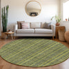 Piper Looms Mayfield Stripes AMF982 Olive Machine Washable Area Rug Round Lifestyle Image Feature