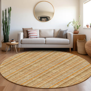 Piper Looms Mayfield Stripes AMF982 Peach Machine Washable Area Rug Round Lifestyle Image Feature