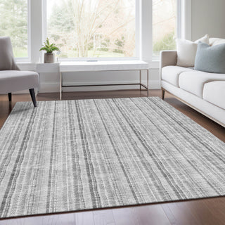 Piper Looms Mayfield Stripes AMF982 Silver Machine Washable Area Rug Lifestyle Image Feature