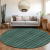 Piper Looms Mayfield Stripes AMF982 Teal Machine Washable Area Rug Round Lifestyle Image Feature