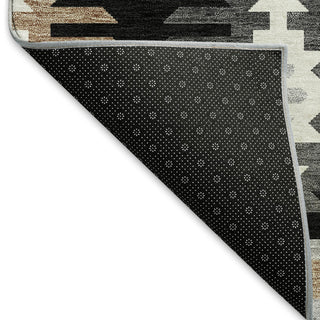 Piper Looms Mayfield Southwest AMF983 Black Machine Washable Area Rug Backing Image