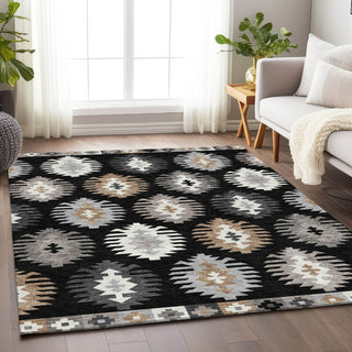 Piper Looms Mayfield Southwest AMF983 Black Machine Washable Area Rug Lifestyle Image Feature
