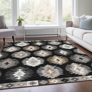 Piper Looms Mayfield Southwest AMF983 Black Machine Washable Area Rug Lifestyle Image Feature