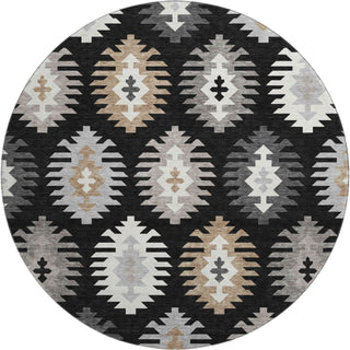 Piper Looms Mayfield Southwest AMF983 Black Machine Washable Area Rug Round Main Image