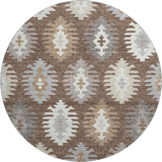 Piper Looms Mayfield Southwest AMF983 Brown Machine Washable Area Rug Round Main Image