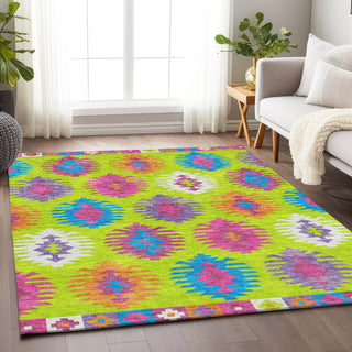 Piper Looms Mayfield Southwest AMF983 Lime Machine Washable Area Rug Lifestyle Image Feature