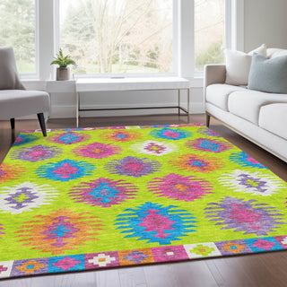 Piper Looms Mayfield Southwest AMF983 Lime Machine Washable Area Rug Lifestyle Image Feature