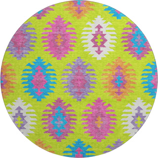 Piper Looms Mayfield Southwest AMF983 Lime Machine Washable Area Rug Round Main Image