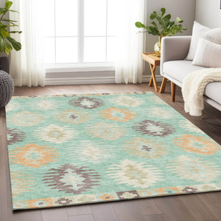 Piper Looms Mayfield Southwest AMF983 Mint Machine Washable Area Rug Lifestyle Image Feature
