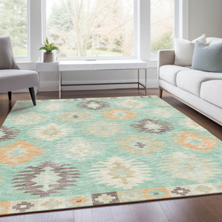 Piper Looms Mayfield Southwest AMF983 Mint Machine Washable Area Rug Lifestyle Image Feature