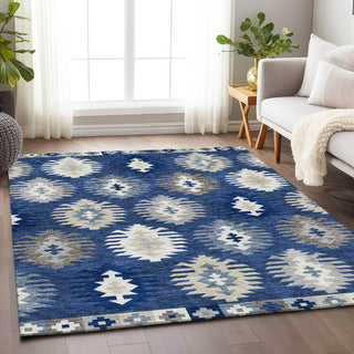 Piper Looms Mayfield Southwest AMF983 Navy Machine Washable Area Rug Lifestyle Image Feature